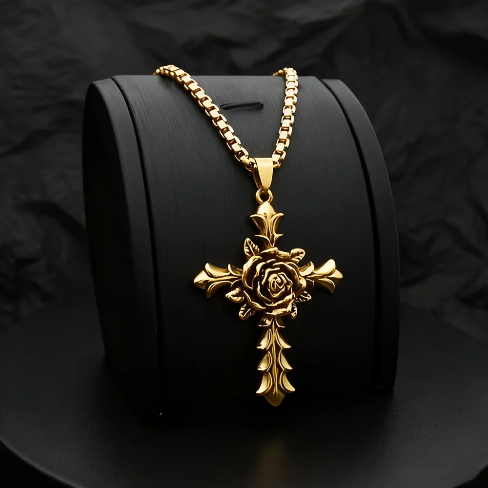 1Pcs Men Cross Pendant Necklace Punk Bracelet Street Daily Party Accessories
