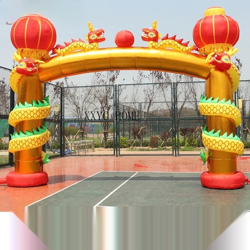 

6 M 8 M Dragon Column Inflatable Golden Red Opening Ceremony Double Dragon Inflatable Model Dragon and Phoenix Wedding Rainbow