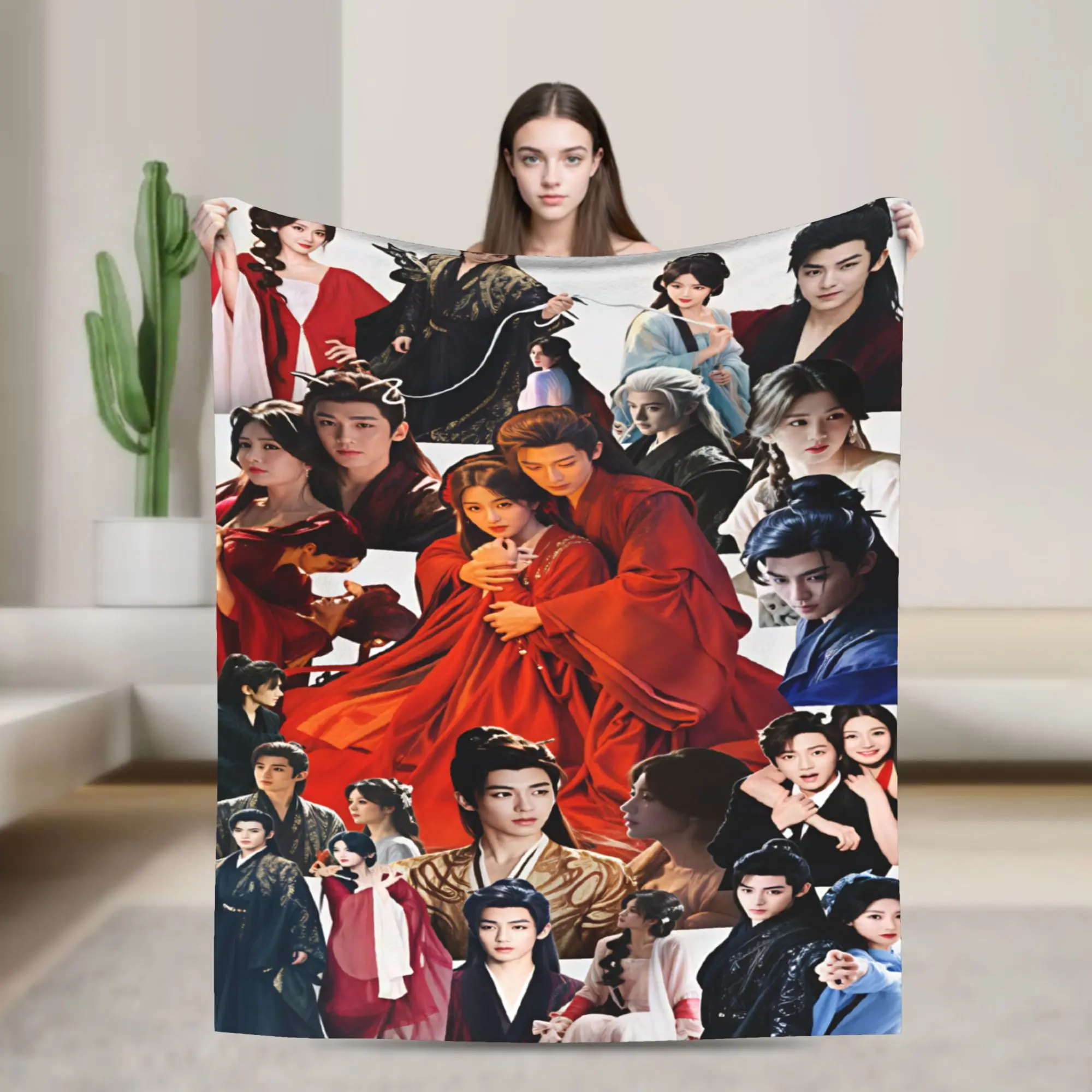 Drama Love In The Clouds Warm Soft Blanket  Decorative Plush Throw Blanket Aesthetic Home Decor Flannel Bedspread Sofa Bed Cover