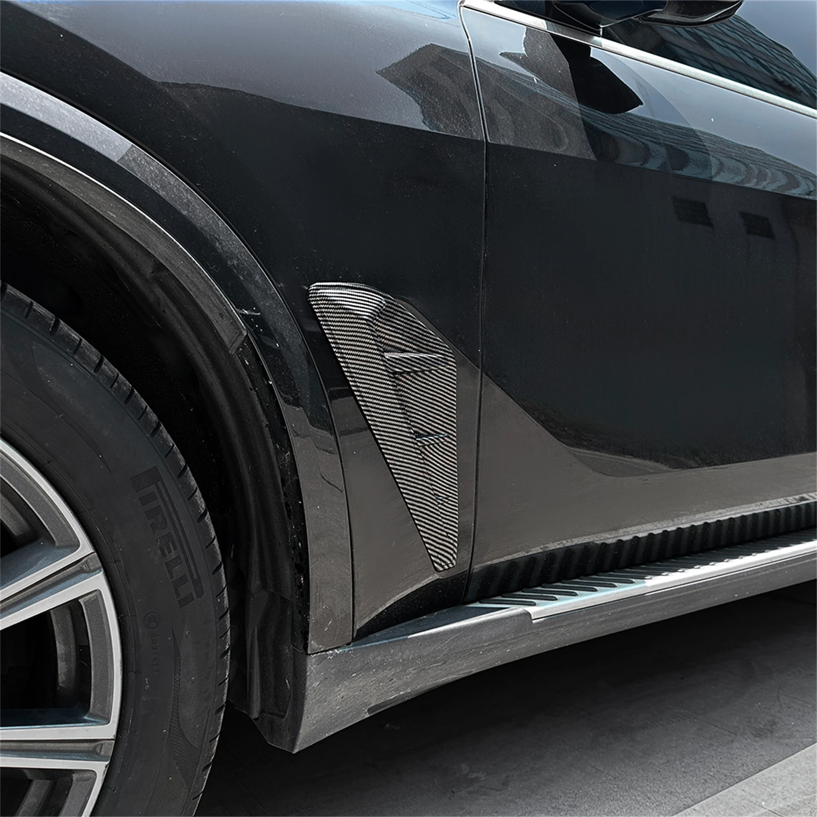 لسيارات BMW X5 G05 X5M F95 2019-2022 M الرياضة جسم السيارة الجانب الحاجز مصبغة تنفيس الهواء غطاء الكسوة Canard ألياف الكربون نظرة/أسود لامع
