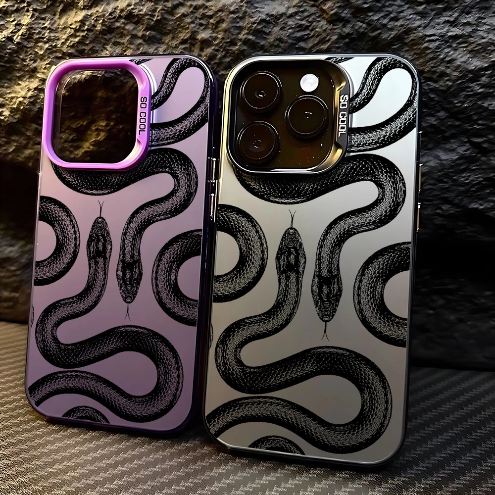 Cool snake pattern Phone Case For iPhone 15 14 13 12 11 Pro Max X XR XSMAX 8 Plus Candy Matte Shockproof Back Cover