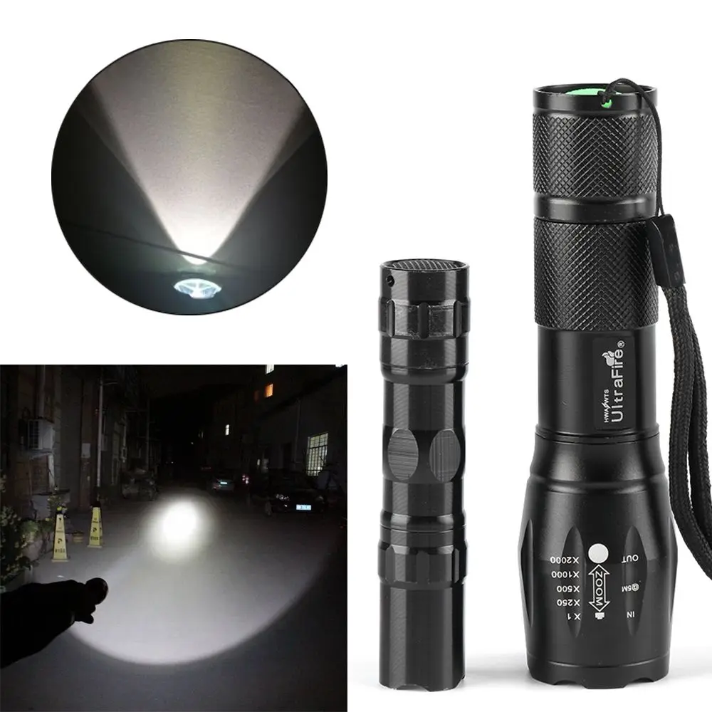 Waterproof Torch 3800Lm 5 Mode Bright E17 LED Zoom Flashlight Camping Torch