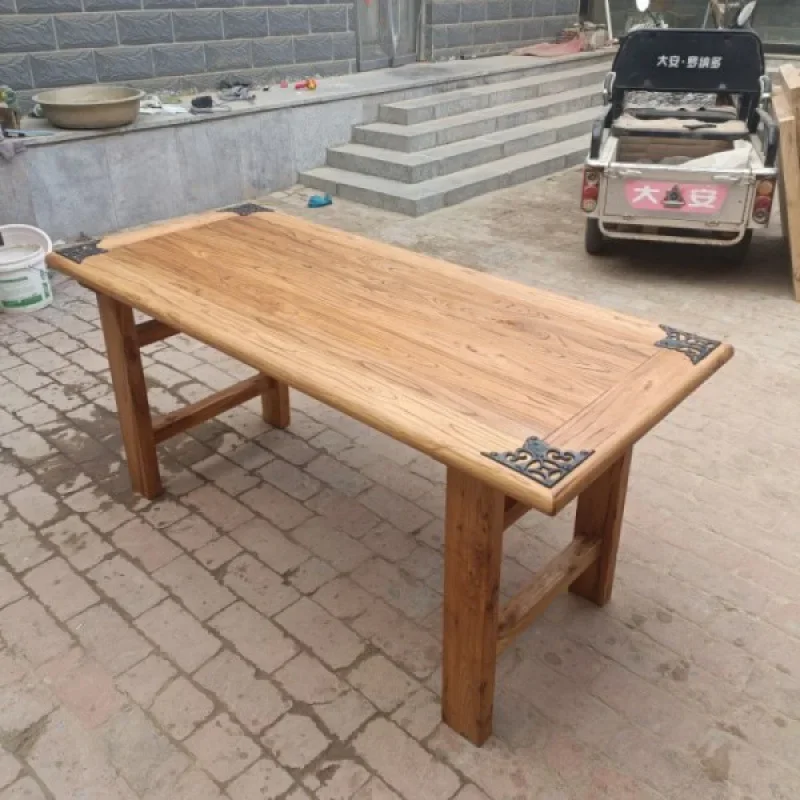 Old elm door panel tea retro dining  weathered solid wood  chair combination old wooden panel tea table zen