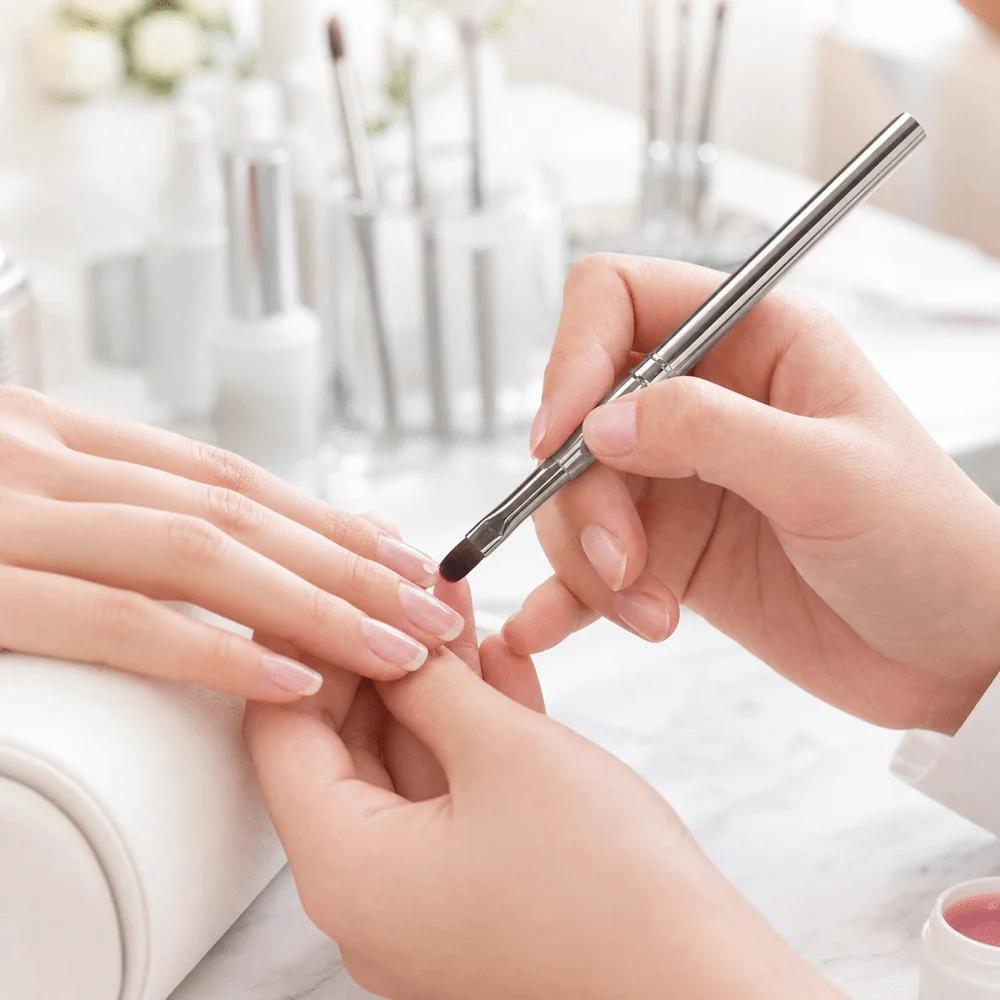 Professional Round Shape UV Gel Brush Painting Drawing Nail Brush Metal Handle Acrylic Brush For Acrylics