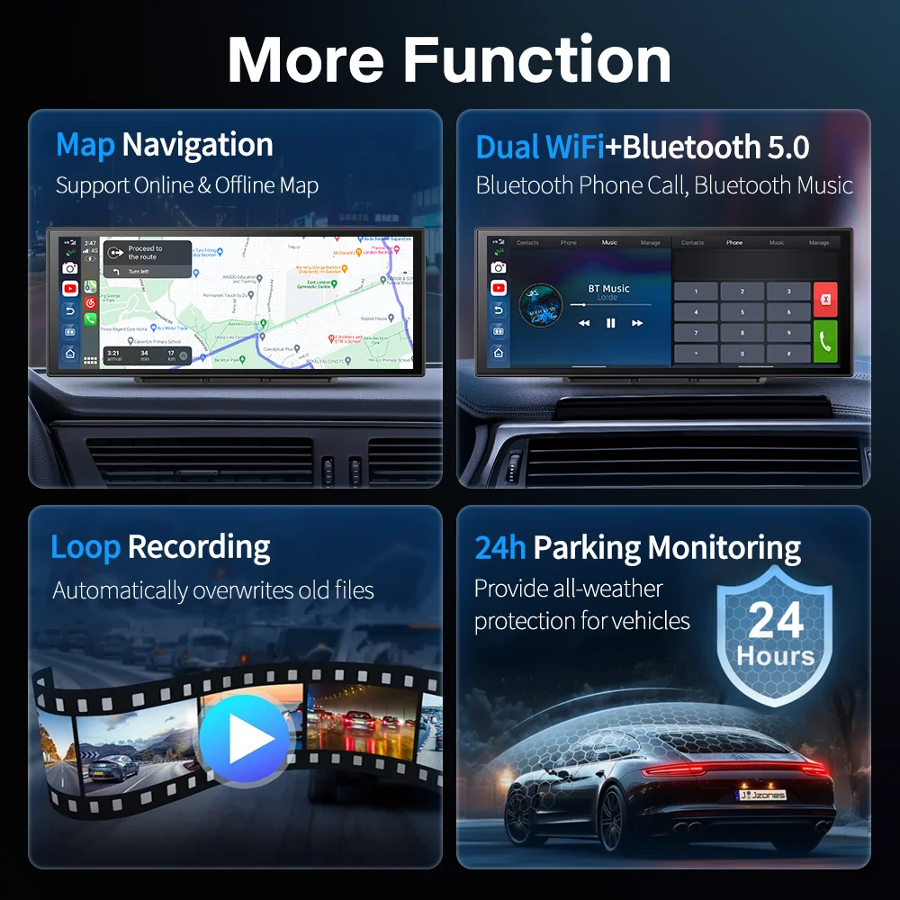 Imagebon M80 11.4" 4G Android 15 Dashcam Wireless CarPlay Android Auto 8-Core GPS Split Screen Parking Monitor eSIM Car Stereo view 5
