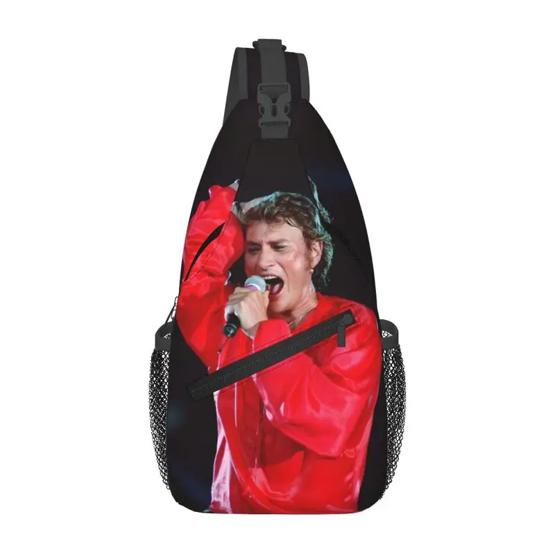 

Cool French Rock Legend Johnny Hallyday Sling Bag for Travel Hiking Men's Crossbody Chest Backpack Shoulder Daypack