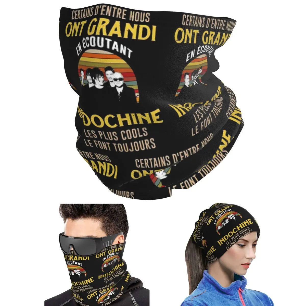 Indochine Band Logo Bandana Neck Gaiter Printed Magic Scarf Warm Face Mask Unisex Adult All Season
