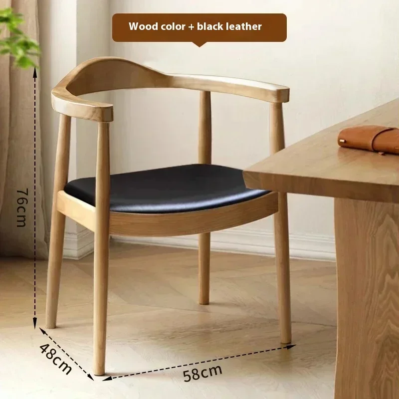 Chinese Solid Wood Dining Chair Kennedy Hiroshima Household Black Walnut Armrest Backrest Meeting Restaurant Tea Stool Comedor