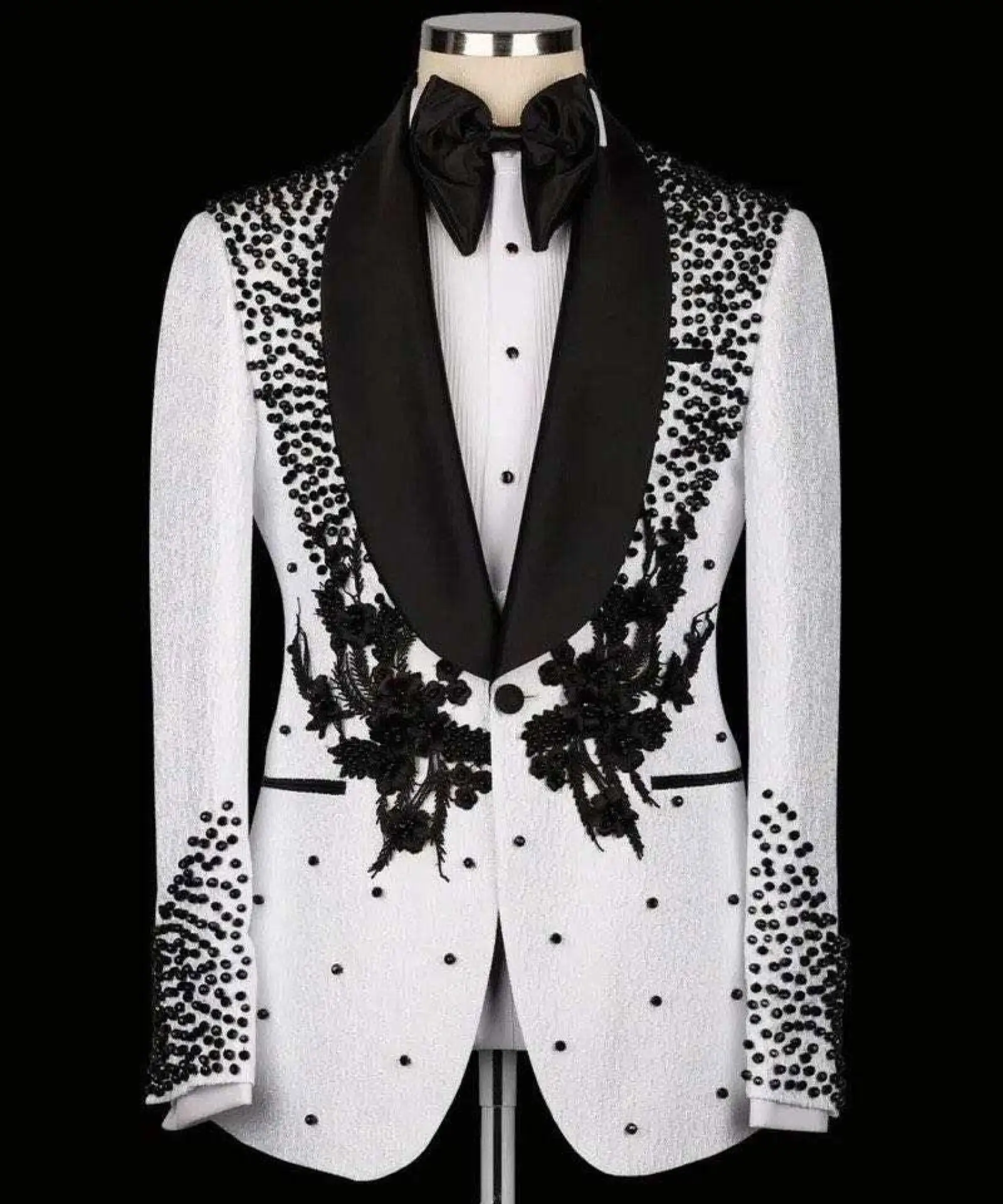 

DV072 Luxury Wedding Tuxedos Formal Groom Men Suits Two Piece Slim Fit Appliques Crystals Tailored Made Prom Party Suit For Male