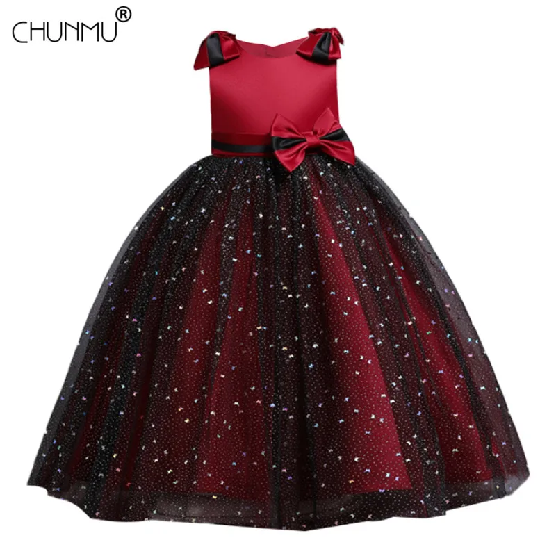 

Girls Princess Beads Tutu Dress Flower Bow Kids Wedding Birthday Party Gown Children Tulle Piano Performance Christmas Costume