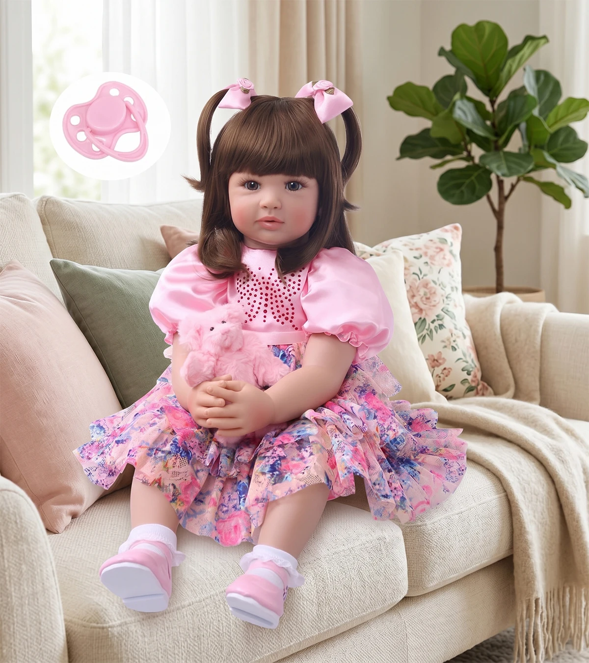 24 Zoll Reborn Puppe Mädchen Weiches Vinylsilikon Tuch Körper Sieht aus wie EIN echtes Baby Lebensechte Baby Puppen Handgemacht Neugeborene