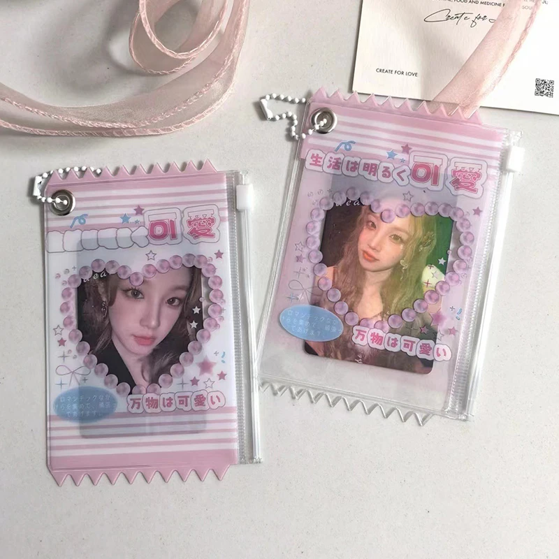 Creative Candy Bag Photocard Holder With Keychain Student ID Bus Card Cover Ins Japanese Idol Photo Card Sleeves Bag Pendant