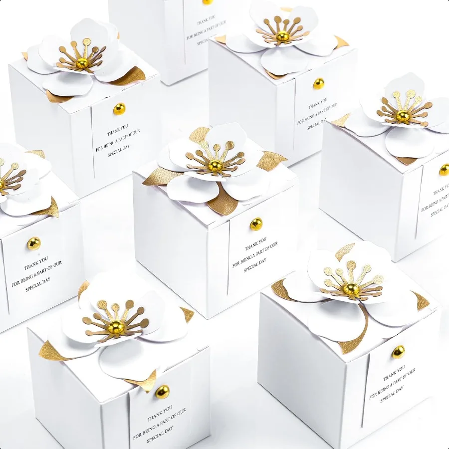 

50 Pcs Wedding Favor Boxes Paper White