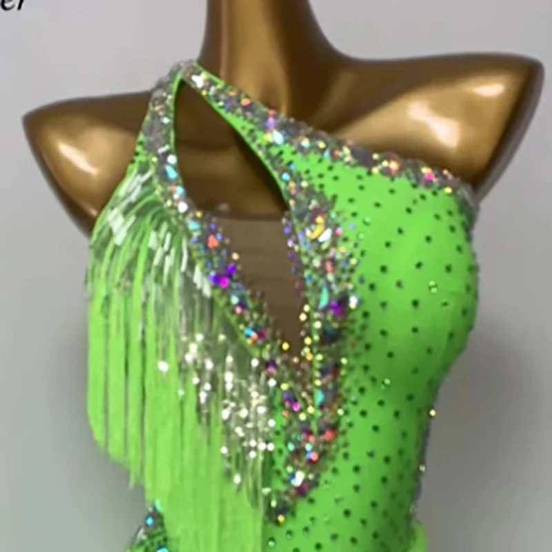 

Профессиональное платье для латинских танцев, высококачественное вечернее платье Samba Diamond с подвесным вырезом, стандартное сценическое профессиональное платье