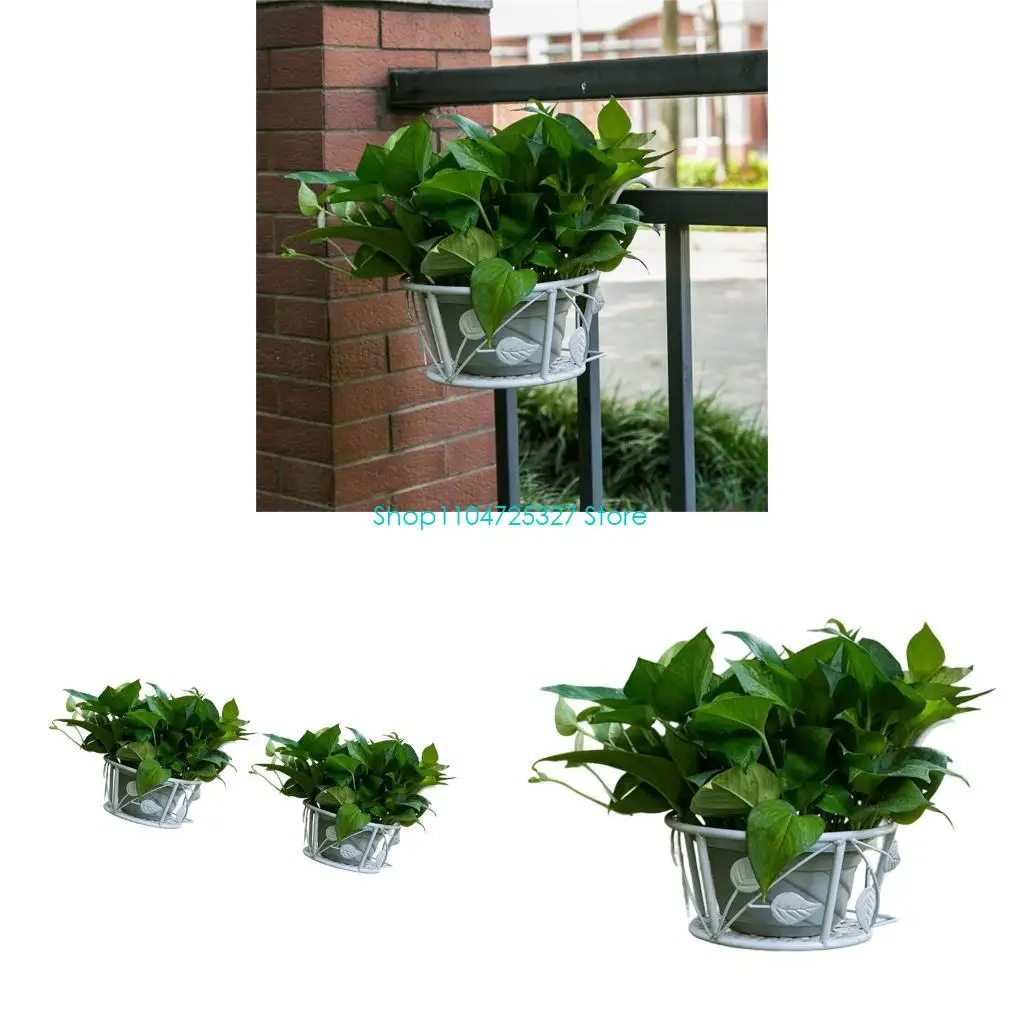 D8KF 2lots Heavy Type Stable Iron Flower Pot Holder Space Saving Garden Decoration Shelf for Plant Decoration