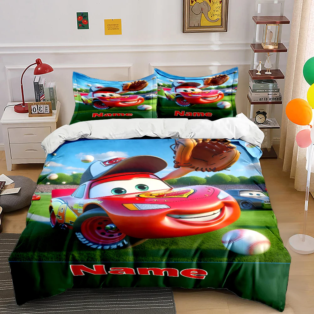 

Персонализированный комплект постельного белья с именем, мультяшным принтом автомобиля, 3 наволочки, роскошный подарок для детей и взрослых
