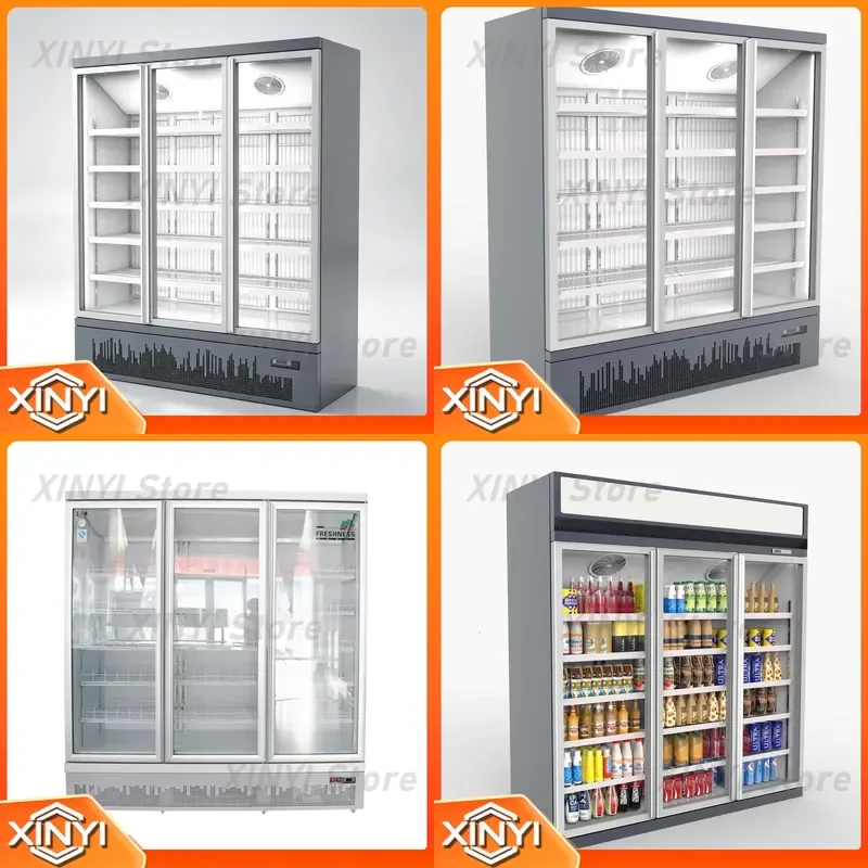 Commercial 1400L single temperature vertical display freezer Lingfan brand Danfoss compressor automatic defrosting glass door