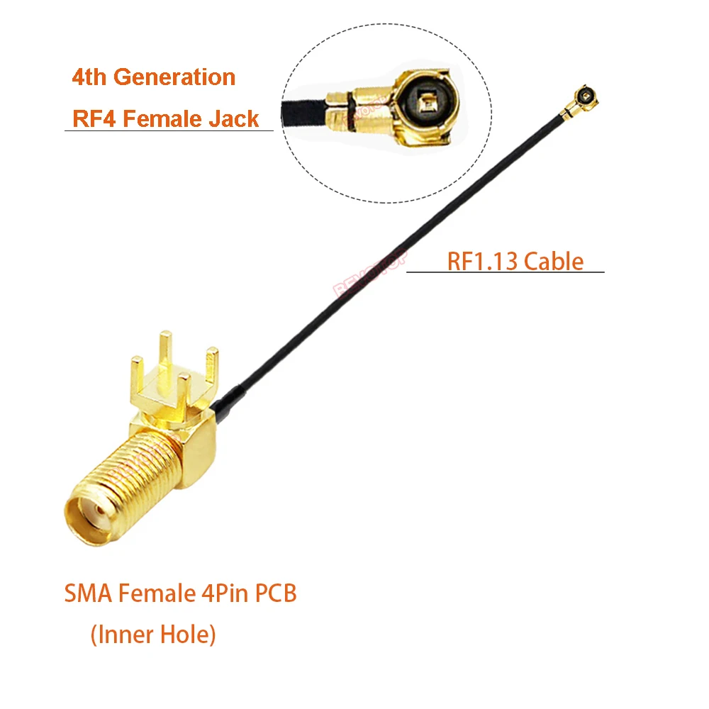 100pcs/lot SMA Female PCB Panel Mount to RF1/RF4 IPX MHF Female Jack WIFI Antenna RF Coaxial Pigtail Extension Cable