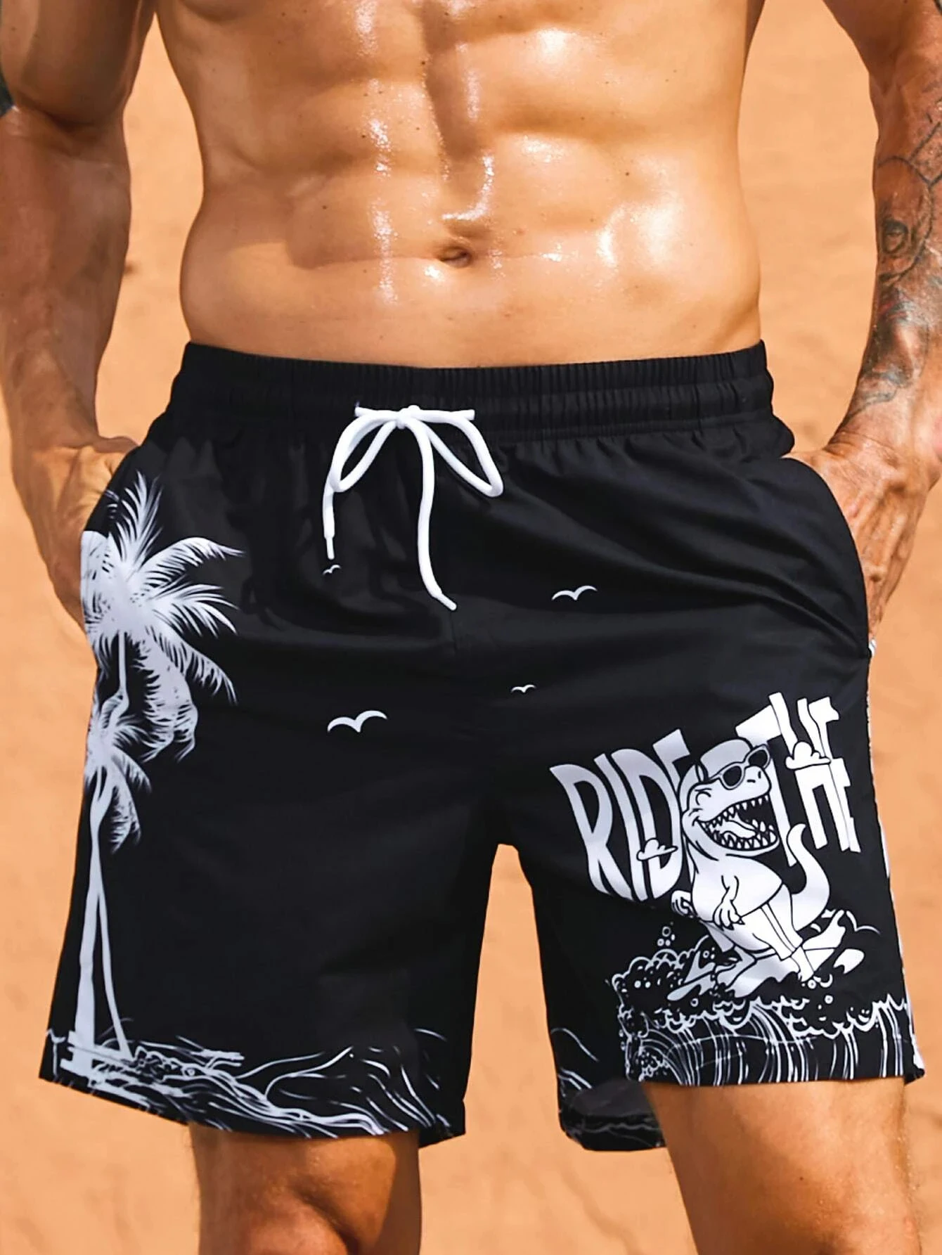 New Summer Men's Shorts Quick Drying Hawaiian Holiday Beach Swimming Pants 3D Leaf Flower Print Soft Loose Leisure SurfingShorts