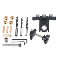 3 in 1 Pocket Hole Jig Kit Aluminum Alloy Woodworking Drilling Locator Round Wood Dowel Drill Guide Kit