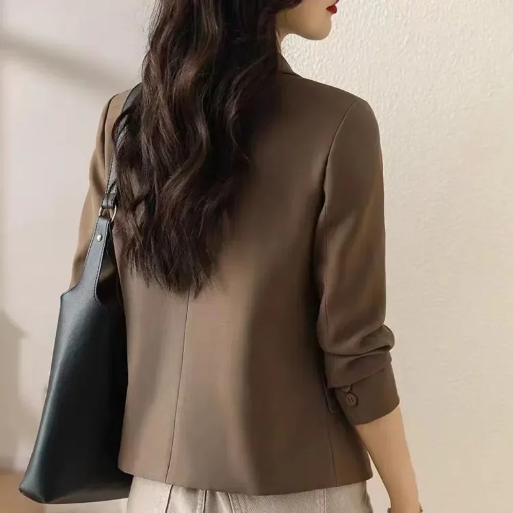 ポップな韓国風レディースアウター、無地カジュアルコート＆ジャケット、若々しい女性のためのエレガントな服、2025年新作