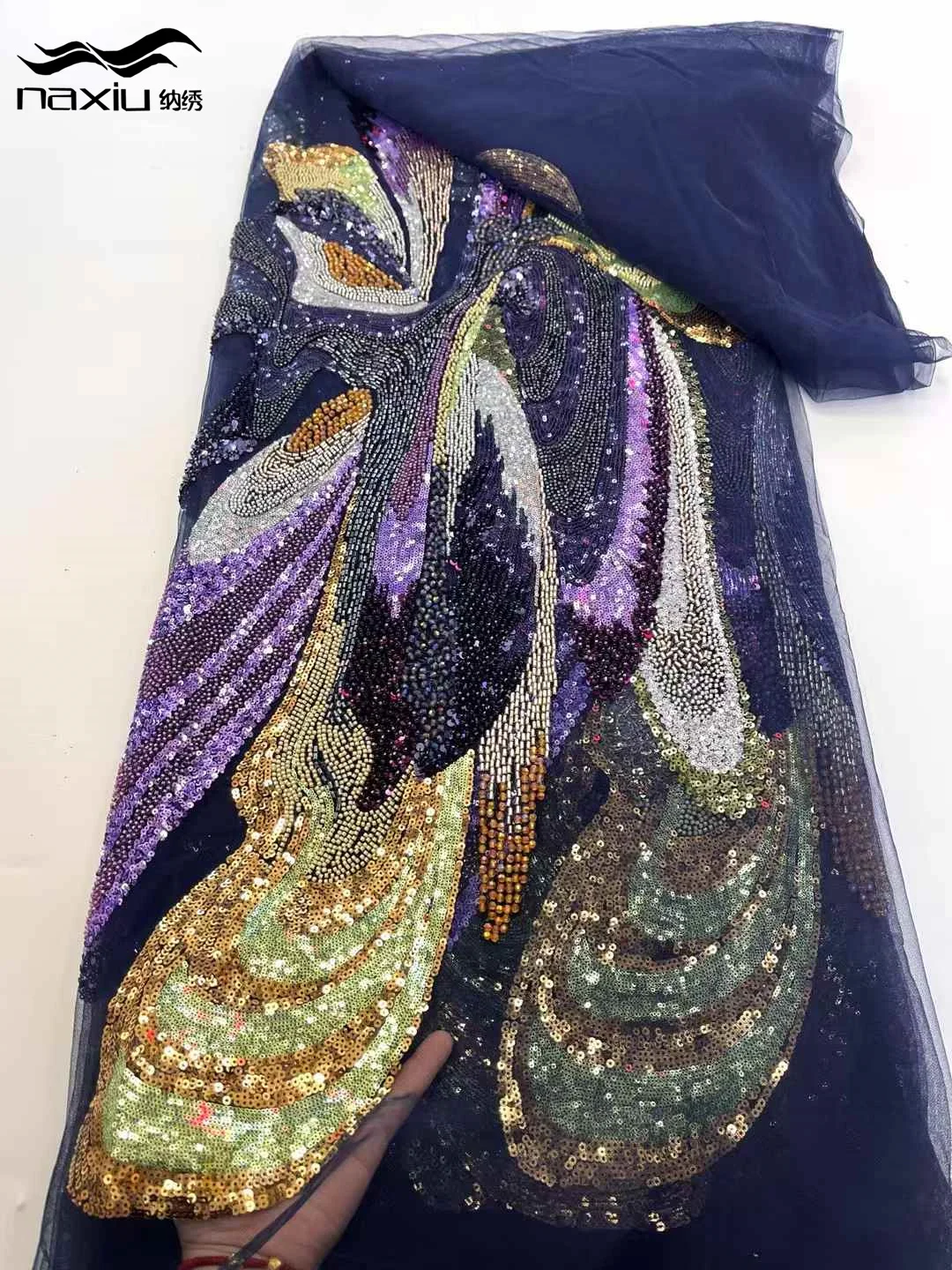 

Модная африканская кружевная ткань Madison, 5 ярдов, бусины, нигерийские блестки, вышивка, высокое качество, французские кружевные материалы для женщин, вечерние