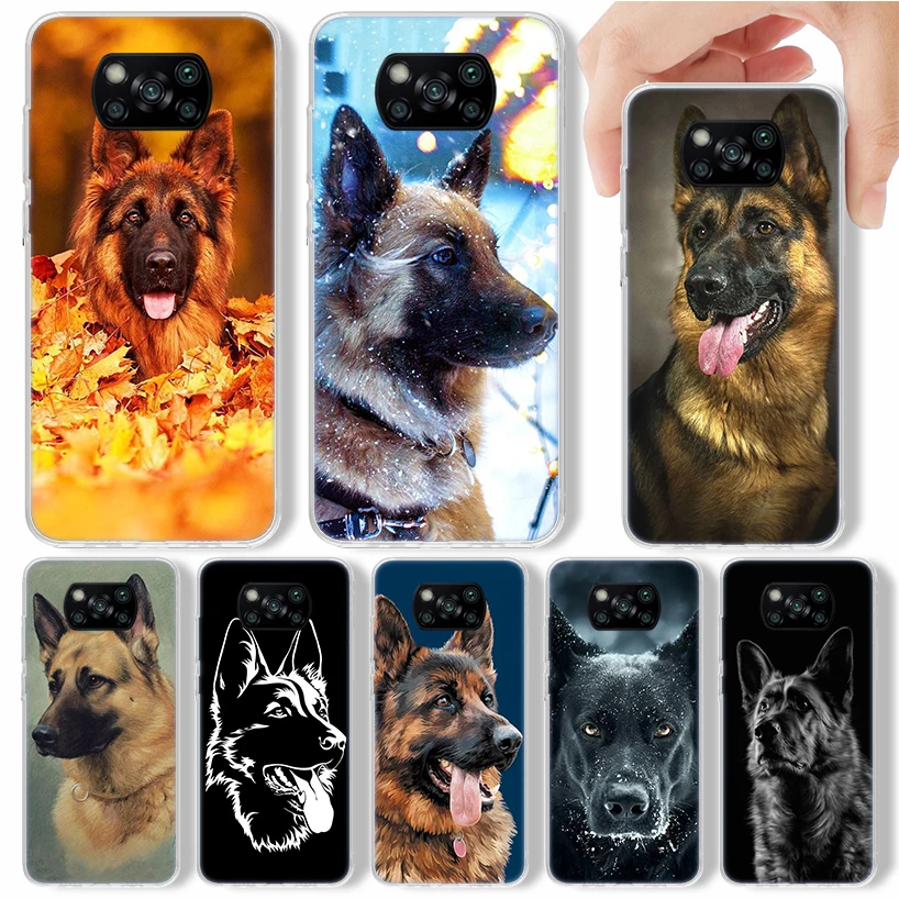 German Shepherd Dog Phone Case For Xiaomi Poco X3 Nfc X5 X6 Pro F6 F5 F4 M5S X4 GT M4 M3 F3 F2 F1 Soft Cover Silicone Shell For 