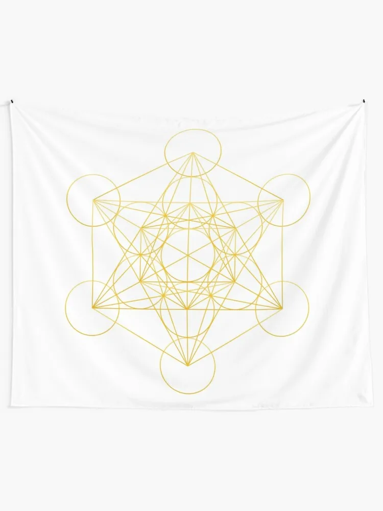 Golden Metatron Cube Tapestry Decorative Wall Murals