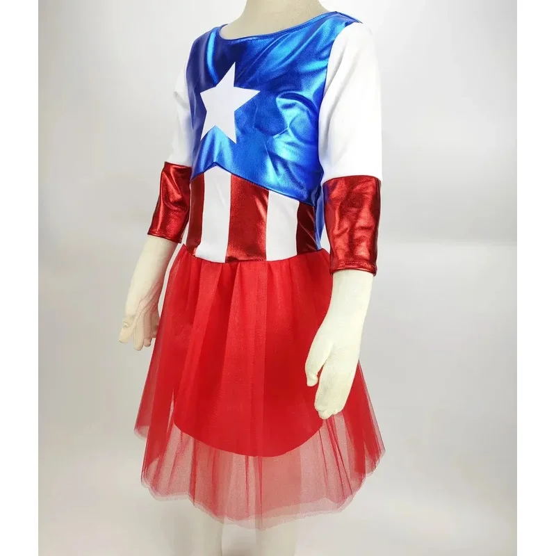 

COSda@2025 Girls Superhero Costume Kids Tutu Dress Halloween Costume Captain Party Dress 3-9