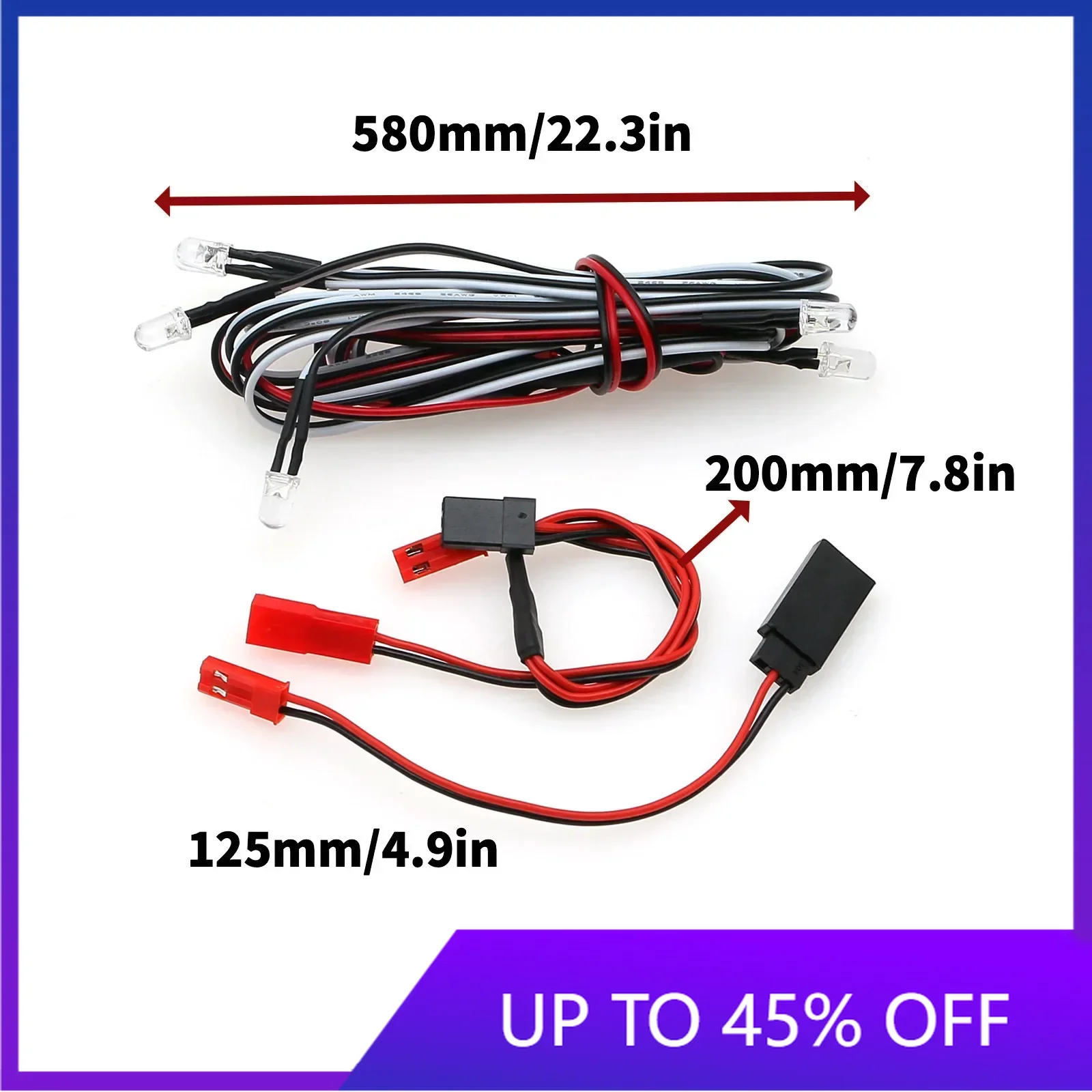 E-star Hub LED Light with Conversion Cable for 1/10 1/8 Axial SCX10 Traxxas TRX4 D90 HSP HPI Accessories Upgrade Parts Rc Crawle