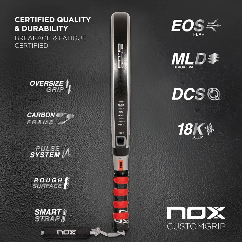 Padel Racket AT10 by Agustin TapiaEOS Flap Aerodynamics & Custom Grip Technology | 18K Aluminized Carbon with MLD Black Eva Core