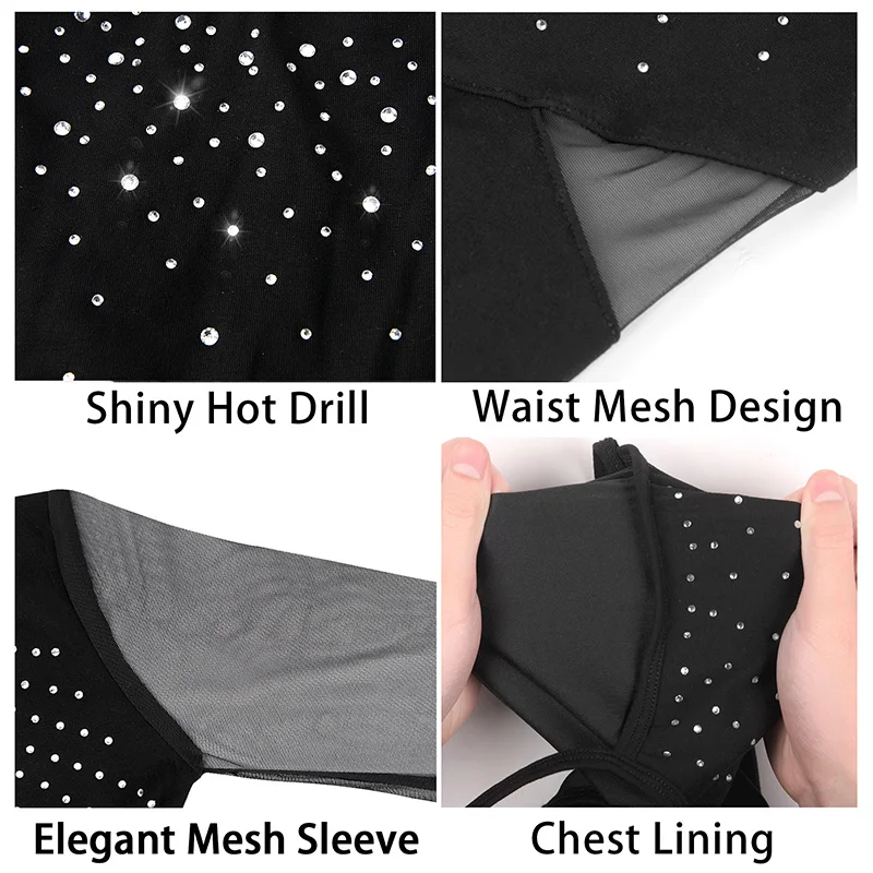 المرأة شبكة طويلة الأكمام الباليه ملابس رقص الجمباز للكبار الجمباز الرقص القمم مع الصدر سباركلي الساخن الشبت الرقص ثياب