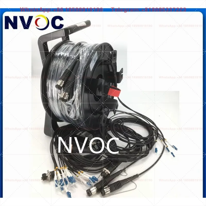 8C ODC Round Male 200M Outdoor SM G657A1 Armored Fiber Optic Patch Cord TPU Cable With PCD310 Drum+4Pcs 4Core ODC-F to LC Jumper