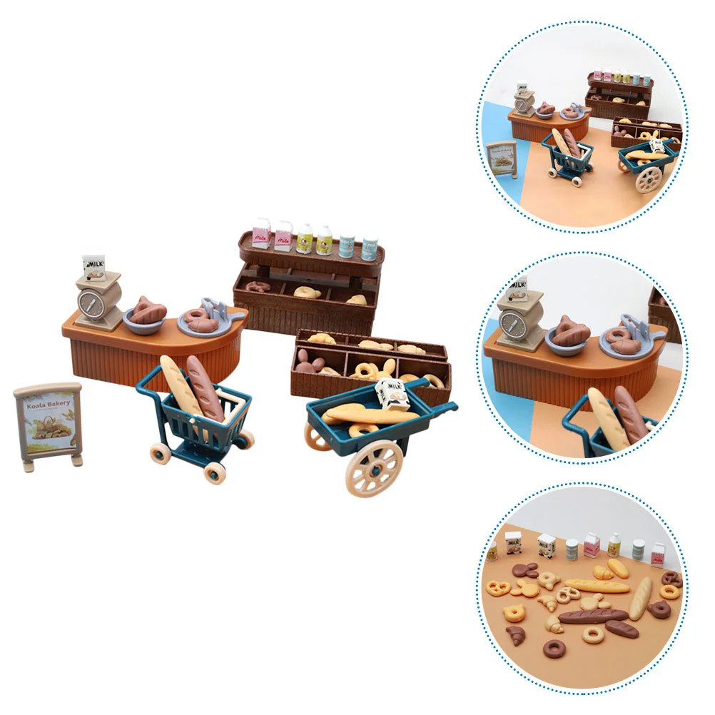 1 Set Simulation Miniature Bakery Shop Prop Miniature Breads Mini House Accessories Miniature Props house props