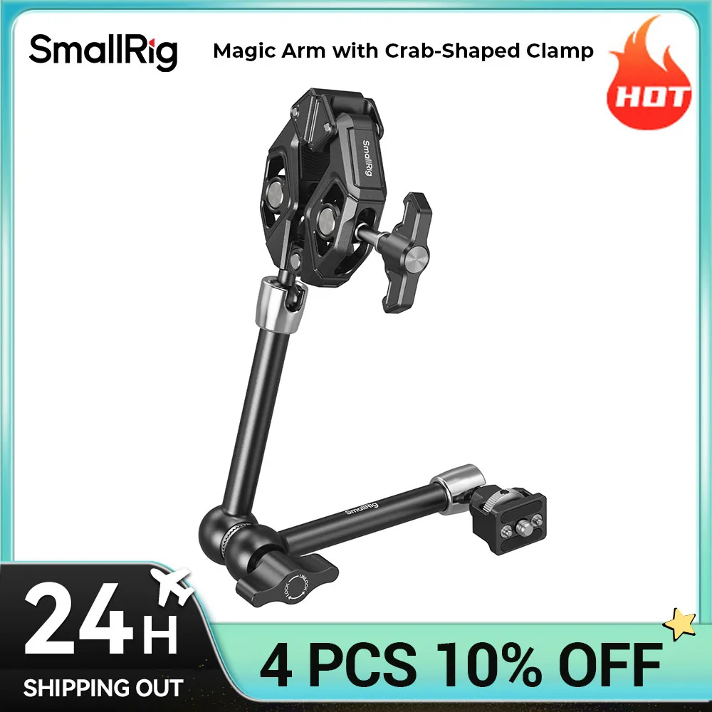 

SmallRig Magic Arm with Crab-Shaped Clamp Alloy Load 1.5kg for Action Cameras, Monitors, Video Lights and microphones 5312