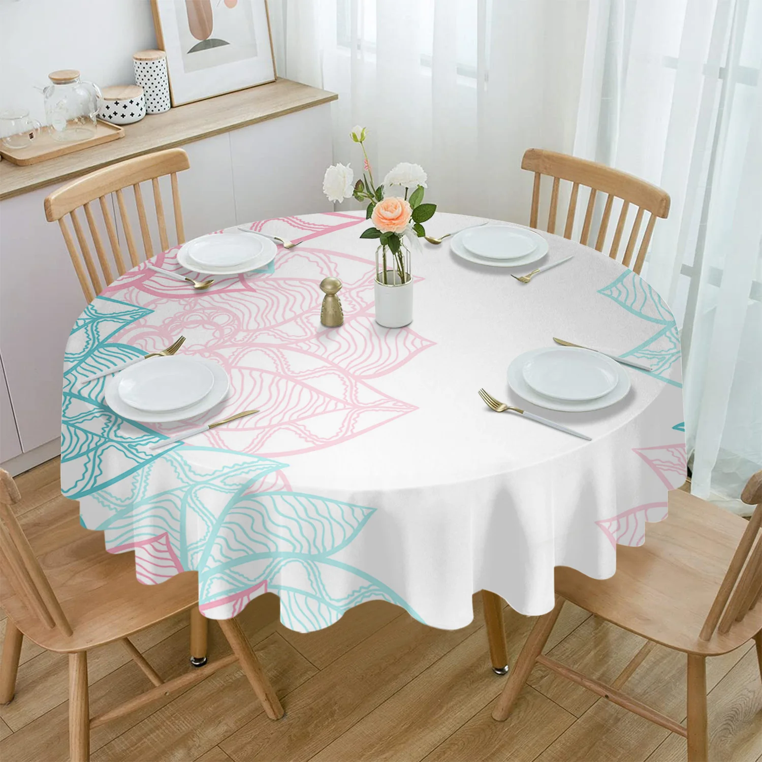 Mandala Flower Line Texture Table Cloth Waterproof Home Decoration Tablecloth Party Kitchen Dinner Table Cover