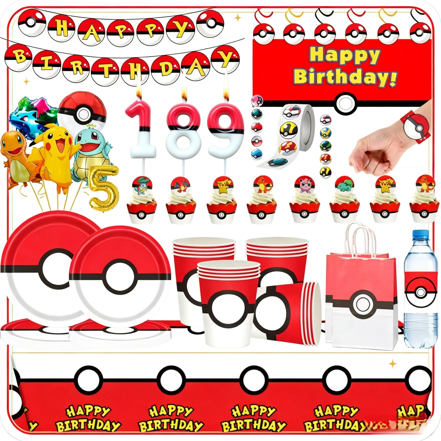 Packaging - Decoração de Festa de Aniversário Pokeball,