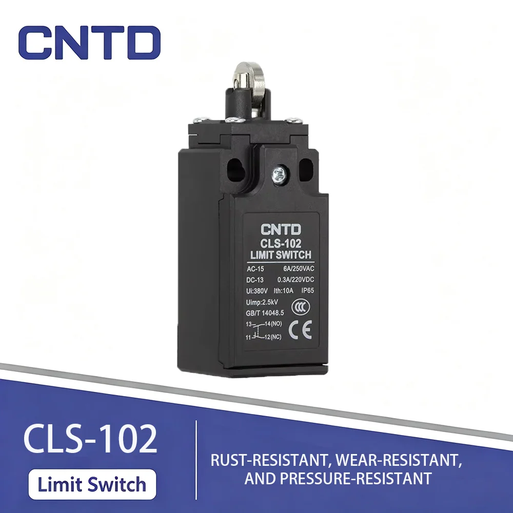 CNTD CLS-102 IP65 Waterproof Oil-Resistant Compact Vertical Roller Plunger Limit Switch Snap Action 1 Normally Open + 1 Normally