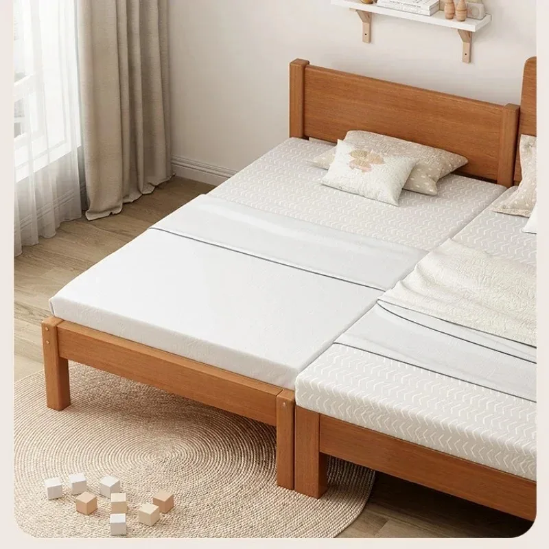 & Small Apartment Splicing Bed Solid Wood Splicing Beds for Children's Furniture Custom Widened Children's Beds for Boys and Gir