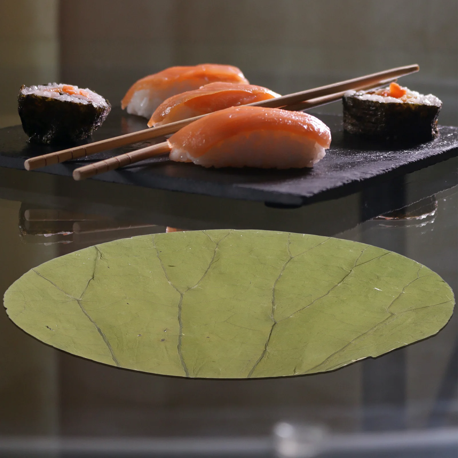 

100 Pcs Dried Lotus Leaf Sushi Plate Lily Pads Leaves for Food Wrapping Cooking Decorations