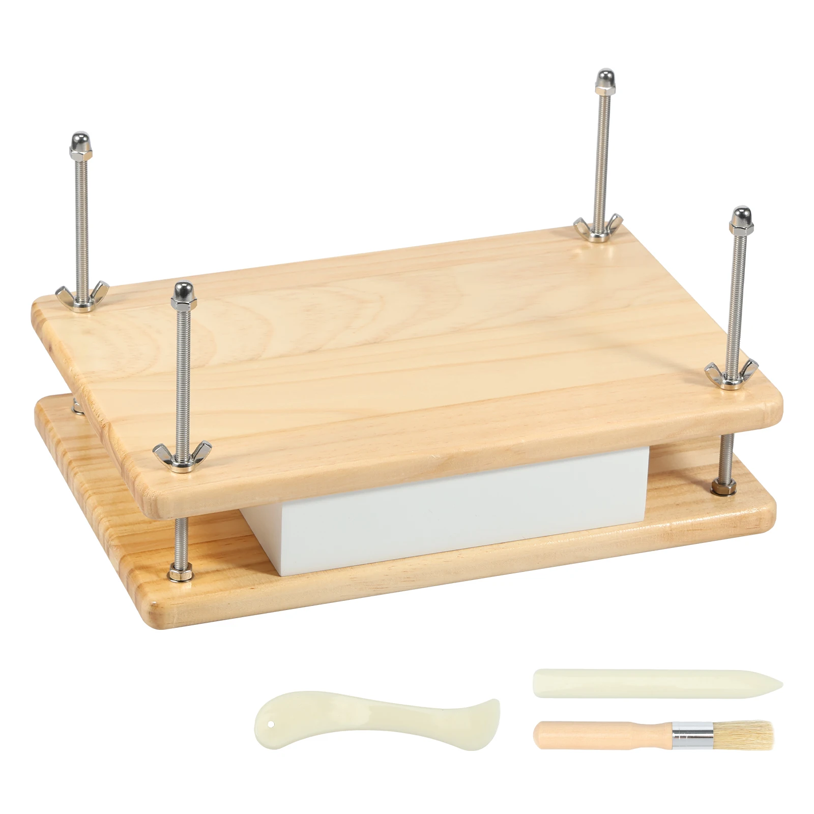 

Bamboo Wood Book Press Rectangle Book Press Bookbinding Supplies Portable Books Binding Press Reusable Manual Book Press Tool