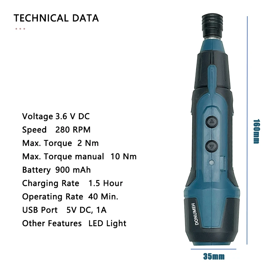 DONUMEH Cordless Electric Screwdriver Mini Drill 3.6V 900mah Li-ion Battery Rechargeable Power Tools Set Household Maintenance