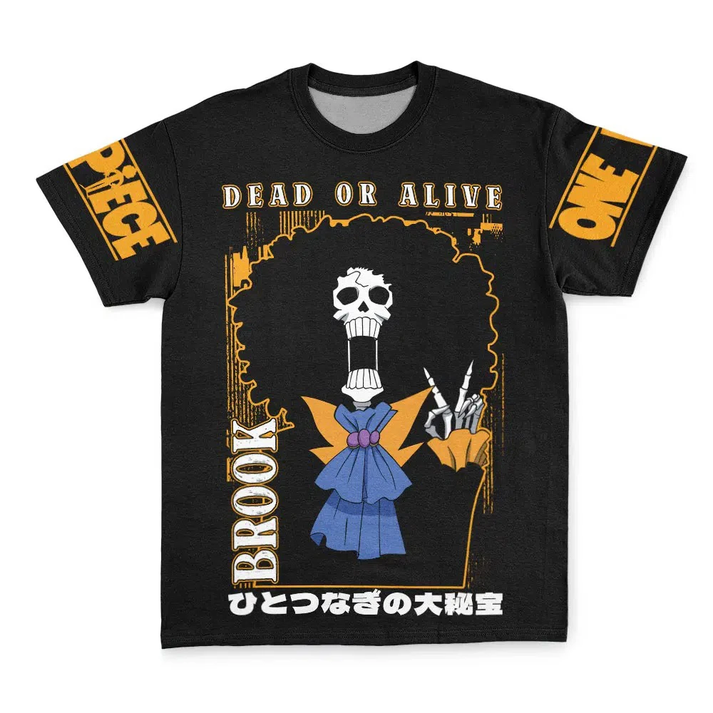 Camiseta de Verano 2026 de One Piece Brook Retro Cosplay para Hombre, Oversize, con Estampado 3D, Manga Corta, Deportiva, Unisex, Familiar, para Niños