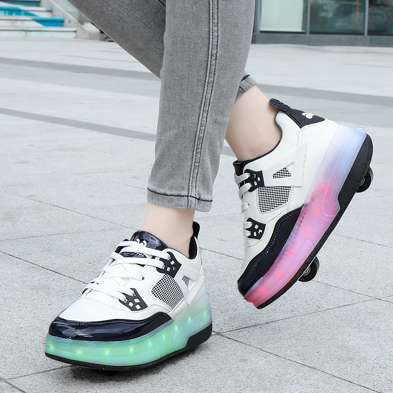 

Boys' Roller Sneakers: Kids' 8-Wheel Invisible Roller Skates, Girls' 4-Wheel Wheeled Shoes for Students