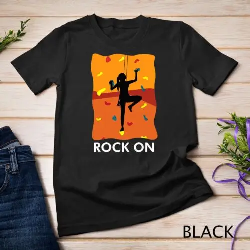 

Rock On Girl Wall climbing Belaying Bouldering Pride T-Shirt Unisex T-shirt