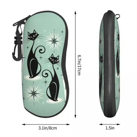 Mid Century Atomic Black Cats Meow Shell Glasögonfodral Cool Vintage-stil Tecknad Kattunge Glasögonfodral Solglasögonskyddsask 8 best sales atomkatt - №8