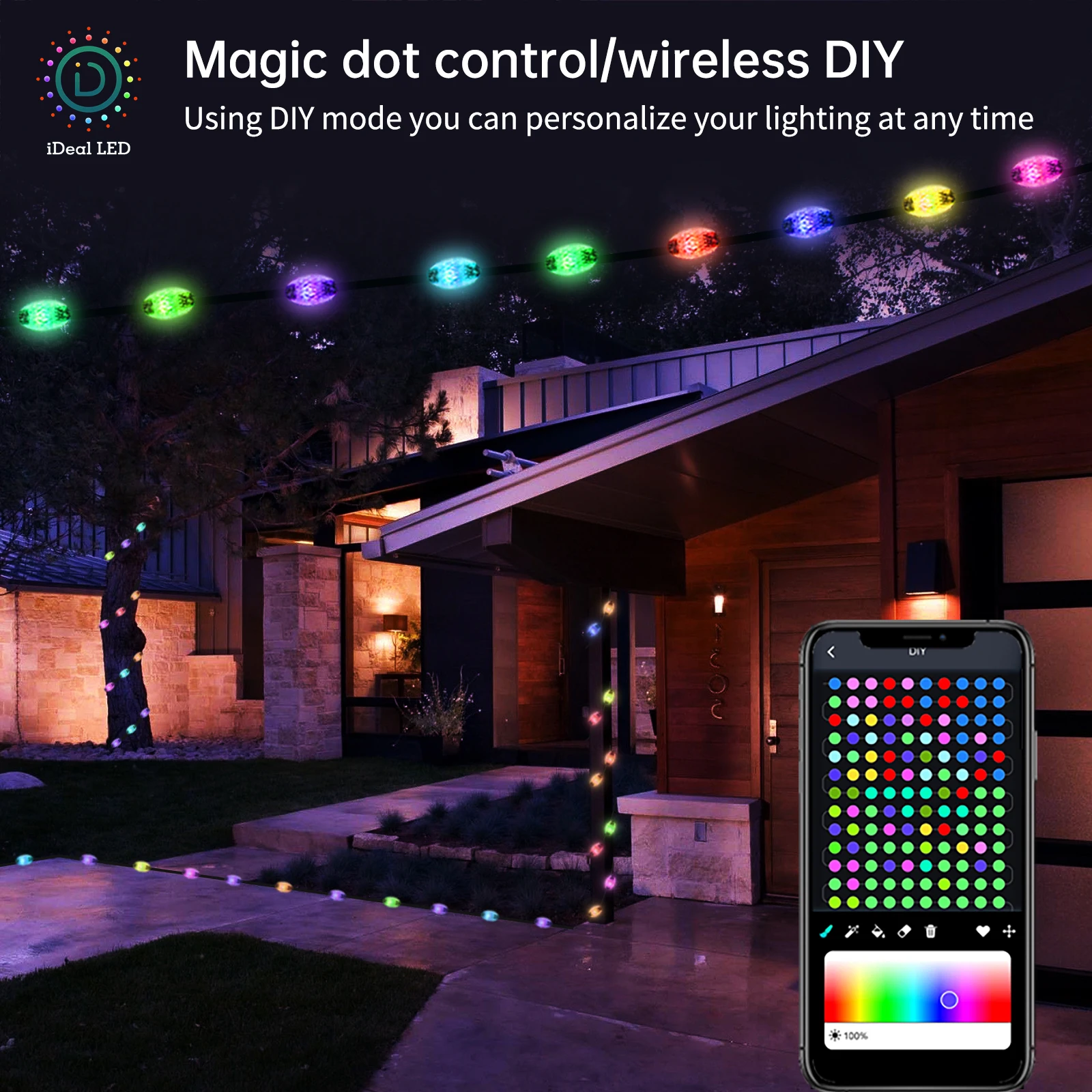 Dreamcolor diamante shap usb led string luz ws2812b guirlanda luzes de fadas para a festa de aniversário de natal decoração à prova dwaterproof água