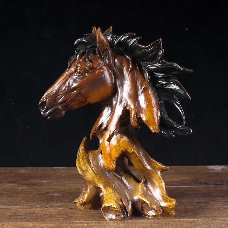 Set of Animal Head Resin Figurines, Lion Tiger Horse Eagle Sculptures for Desktop Home & Office Decor