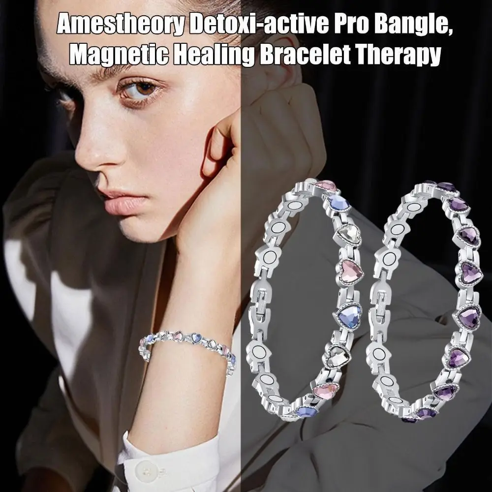 ハート型ラインストーン付きの調整可能な磁気ブレスレット,ホットフラッシュ,取り外し可能な合金,エネルギー,時代の思い出