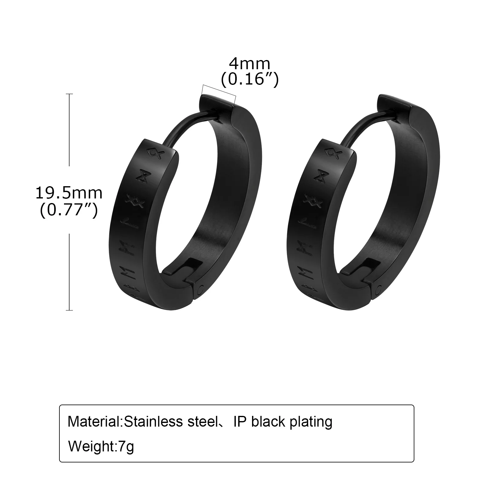 Viking Hoop Earrings for Men Stainless Steel